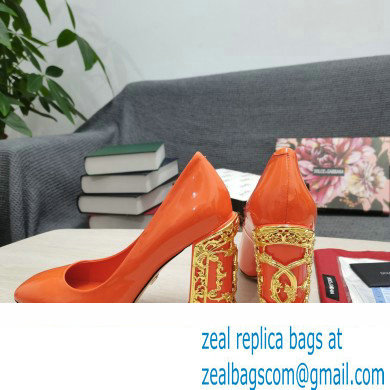 Dolce  &  Gabbana Logo Heel 10.5cm Patent leather Pumps Orange 2022